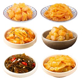 Fermented Spicy Pickled Vegetables - Individually Packaged Asian Flavor Pickles, The Ideal Accompaniment to Meals, Dried Kelp Spicy Radish Zhacai 6-Flavor Assortment榨菜海带丝麻辣萝卜干
