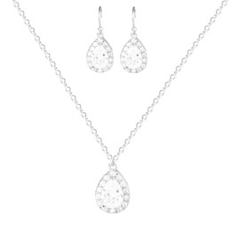 Bridesmaid Jewelry Gifts Set for Wedding, Pear Cubic Zirconia Gemstone Necklace Earrings Gifts Set for Bridesmaid on Wedding Day, Gemstone, created zircon gemstone