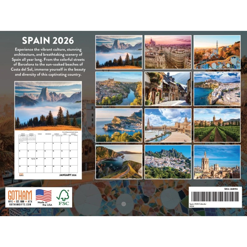 Decor Logistics Spain Calendar 2026 Monthly Wall Calender 12 Month