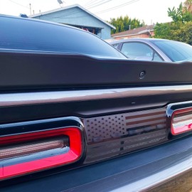 Xinghe for Dodge Challenger 2015-2022 Tail Light Decal American Flag Decal, Matte Black Rear Light Sticker Decal Exterior Accessories for Dodge Challenger (with Letter Cut Out, Matte Black)