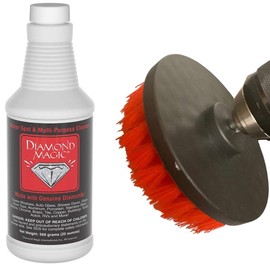 Diamond Magic 20oz Commercial/Janitorial Hard Water Spot Cleaner & Stain Remover Combo Pack w/ 4" Drill Brush Accessory