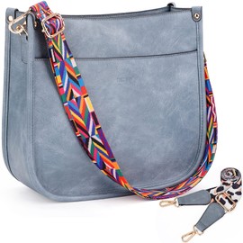 HKCLUF - Bolsos cruzados para mujer, de piel vegano de moda, con 2 piezas, correa ajustable para guitarra, bolsas de hombro, azul (A4-blue), Duradero, único