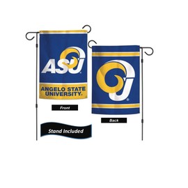 Angelo State Rams Garden Flag Set With Stand, Printed in the USA, 12.5" x 18" College Flag With Three Piece Steel Yard Flag Stand Holder