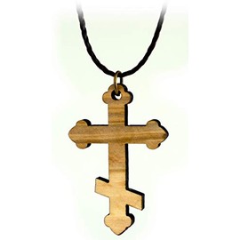 Saint Andrew Cross, Wooden Cross Necklace for Men & Women, Certified Holy Land Olive Wood Orthodox Pendant Necklace from Bethlehem Israel, Christian & Catholic Religious Keepsake Gift