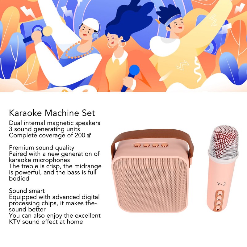 Mini Karaoke Machine Set Portable Bluetooth Speaker with 1 Wireless