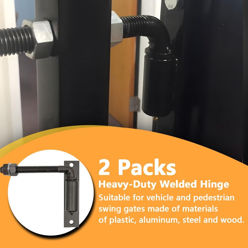 2 Pack Steel J-Bolt Hinge with Plate for Doors Gates,Heavy-Duty