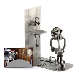 Steelman24 I Nuts and bolts sculpture Tiler With Business Card Holder I Handmade ornaments I Made in Germany I I Metal figurine