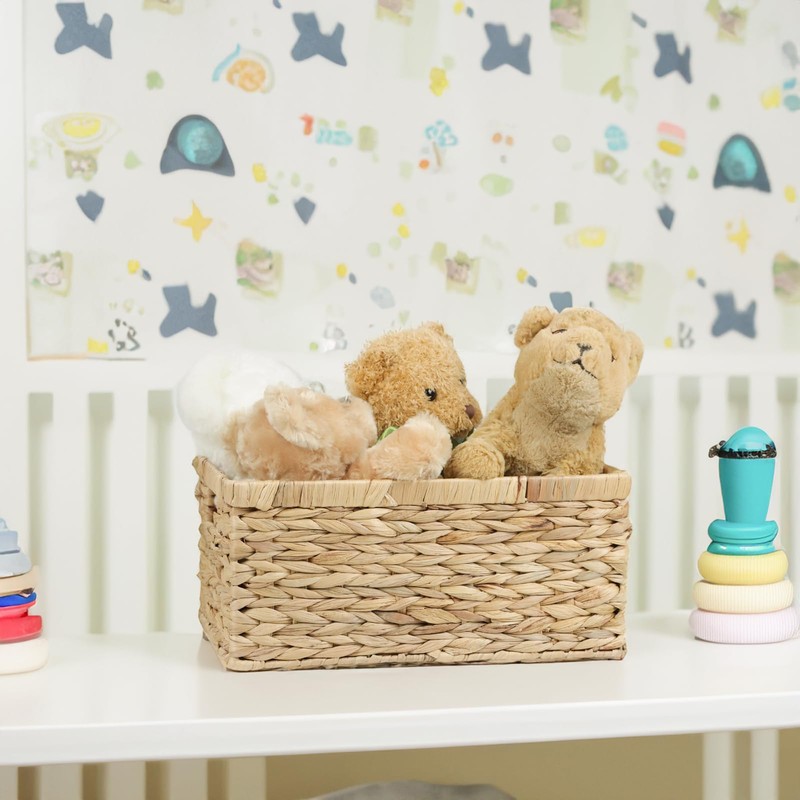 Wicker Baskets, Rattan Woven Baskets, Water Hyacinth Baskets for Organizing,