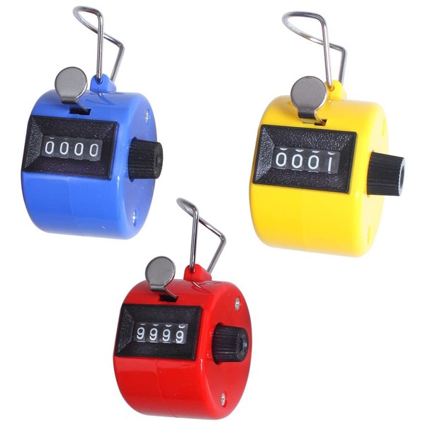 Yinquetinup 3 Pcs 4 Digit Display Manual Mechanical Counter Hand
