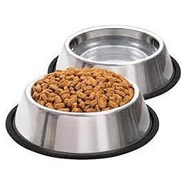 Buy-Simplicity® Stainless Steel Dog Bowls, Cat Feeding Bowls, Kitten Plate Bowls With Non-slip Rubber Bases, Small & Medium Pet Feeder Bowls And Water Bowls (2x Medium Pet Bowls)