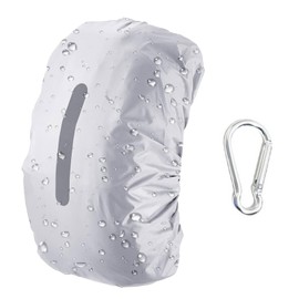 Rain Cover for Backpack Rain Cover Backpack Waterproof Backpack Rain Cover Rain Cover Backpack Reflective Cover for Rain Backpack with Carabiners Waterproof Outdoor Backpack Rain Cover, silver