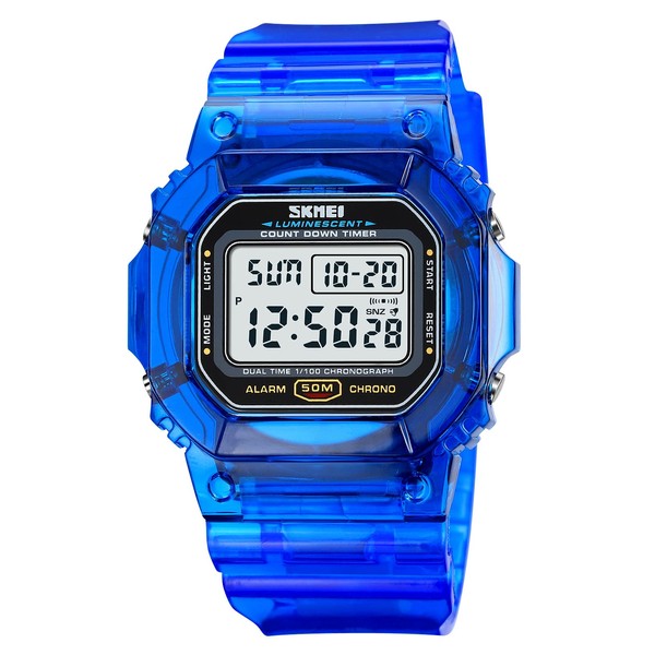 Gosasa Outdoor Sport Unisex Watches Back Light Digital Watches Transparent