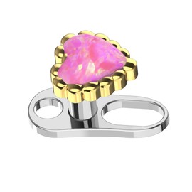 Pink Opal Stone Gold Anodized Stainless Steel Top G23 Grade Titanium Internally Micro Dermal Anchor Drivers - Surface - Skin Piercing