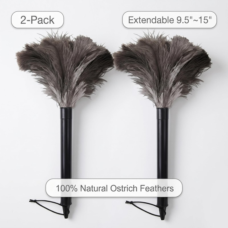 2 Pcs Ostrich Feather Duster Retractable Feather Dusters for Cleaning,
