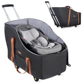 Tonyeee Infant Car Seat Travel Bag with Wheels Fits Chicco KeyFit 35, Doona Car Seat Stroller Base, Nuna Pipa, Padded Car Seat Bags for Airplane, Gate Check Bag, Removable Cover for Air Travel,Black-L