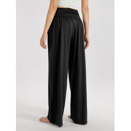 ODODOS Women's Wide Leg Palazzo Lounge Pants Light Weight Loose Comfy Casual Pajama Pants-32 inseam, Black, Large