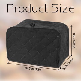 Black Toaster Cover 2 Slice, Two Slice Bread Machine Covers Quilted Toaster Covers Bread Maker Universal Size Kitchen Appliance Cover Polyester and Cotton Quilted, Dust and Fingerprint Protection