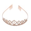 2 Sets Bridal Sash Rhinestone Tiara Kit Shiny Rose Gold