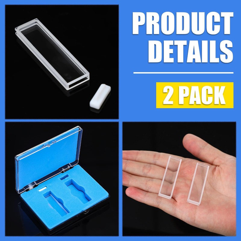Xuhal 2 Pcs Standard UV Quartz Cuvette Cell for Spectrometer