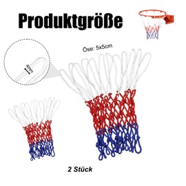 Pack of 2 Sports Basketball Net, 3 Colours Basketball Replacement Net, Standard Size Nylon Basketball Hoop Nets, Professional Replacement Net, Suitable for Indoor and Outdoor Mounting, 12 Loops