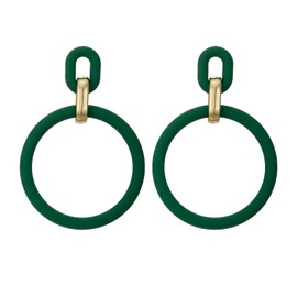 RUOFFETA Acrylic Rectangle Earrings, Fashion Acrylic Square/Oval/Hoop Statement Drop Earrings for Women(Dark Green Hoop)