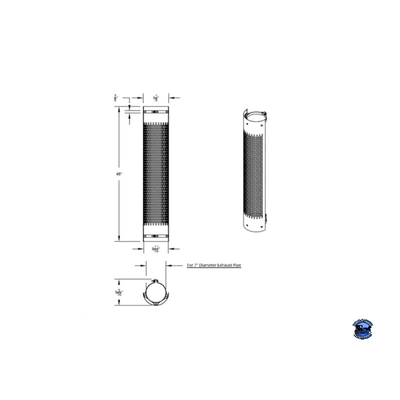 UNITED PACIFIC 48" TALL 180 DEGREE STAINLESS EXHAUST MUFFLER SHIELD