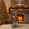 Fiwochic 2-Tier Winter Firewood Rack with Tabletop 4 Hooks Indoor