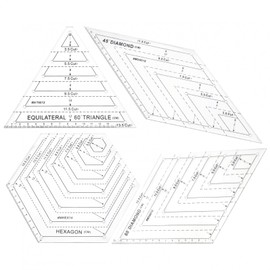 SMGDA 4Pcs Quilting Ruler, Handmade Quilting Templates, 60 Degree Triangle and Diamond, 45° Diamond, Hexagon Templates, Patchwork Sewing Craft Ruler for Drawing, Cutting, Plate and Clothing Design