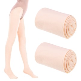 Firtink 2 Pairs Ballet Dance Tights Girls Kids Pink Footed Dance Training Tights Convertible Ballet Legging Stocking For Kids Student Practice 5-10 Old(L)