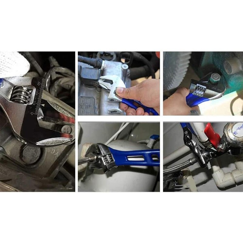 LSLANSOON ワイドモンキーレンチ 200mm 口幅44mm パイプレンチ 水道 水栓レンチ 万能レンチ 軽量 調節可能