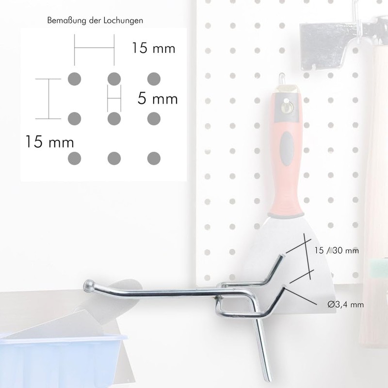 Pegboard Peggy's Pack of 50 Perforated Wall Hooks Hanging Width