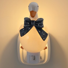 Kittmip Goose Bow Shaped Resin Night Light Plug in Dusk to Dawn Decorative Night Lights for Indoor Bedroom, Bathroom Hallway