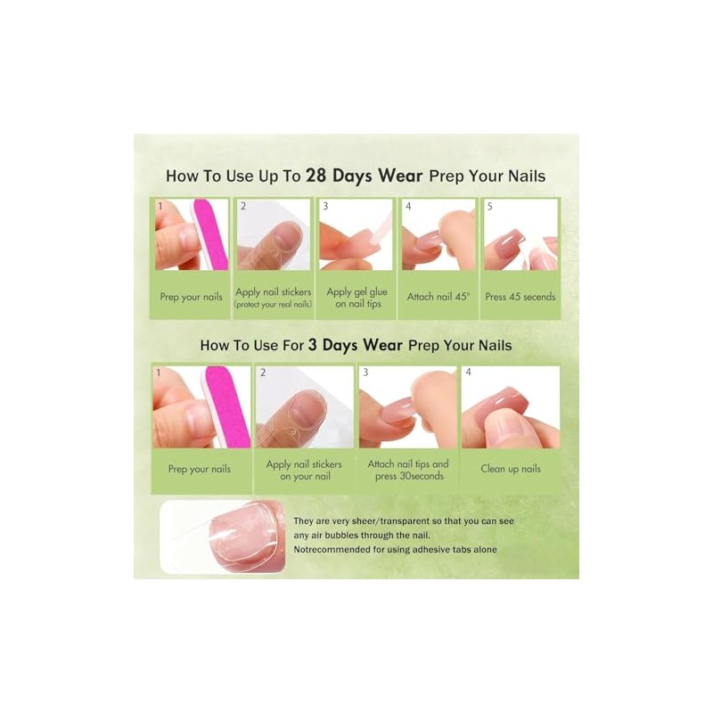 SXVME Uñas postizas cortas cuadradas de gel suave, 30 piezas,