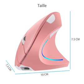 WREWING Ergonomic Mouse, Right-Handed 2.4 GHz Wireless Vertical Mouse with 4 Adjustable DPI 800/1200/1600/2400, 6 Buttons, Compatible with PC, Desktop, Mac (Pink)