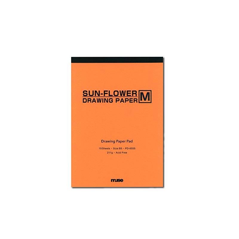 Muse PD-6555 B5 Watercolor Paper Sunflower M Drawing Pad, 7.3
