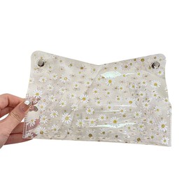 UUYYEO Clear Tissue Box Cover Tissue Dispenser Holder PVC Wipes Dispenser Case Napkin Storage Box Holder for Bathroom Bedroom Office Clear Daisy Flwer