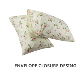 Set of 2 Pillow Cases Standard Size, 400 Thread Count Cotton Pillow Covers Red Floral Printed, 20"x 30"