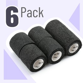 Mr. Pen- Self Adhesive Bandage Wrap, 6 Pack, Black, 2“ x 5 Yards, Adhesive Bandages, Cohesive Bandage, Medical Wrap, Elastic Bandage Wrap, Bandage Tape, Self Sticking Bandage Wrap