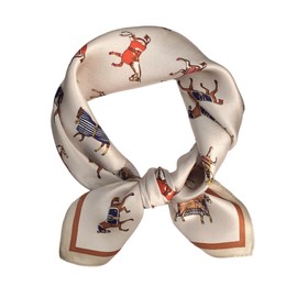 Aufeel 100% Real Mulberry Silk Women Small Square Neck Scarfs 21" Lightweight Headscarf Printed Neckerchief Gift Packed(Khaki Pattern)