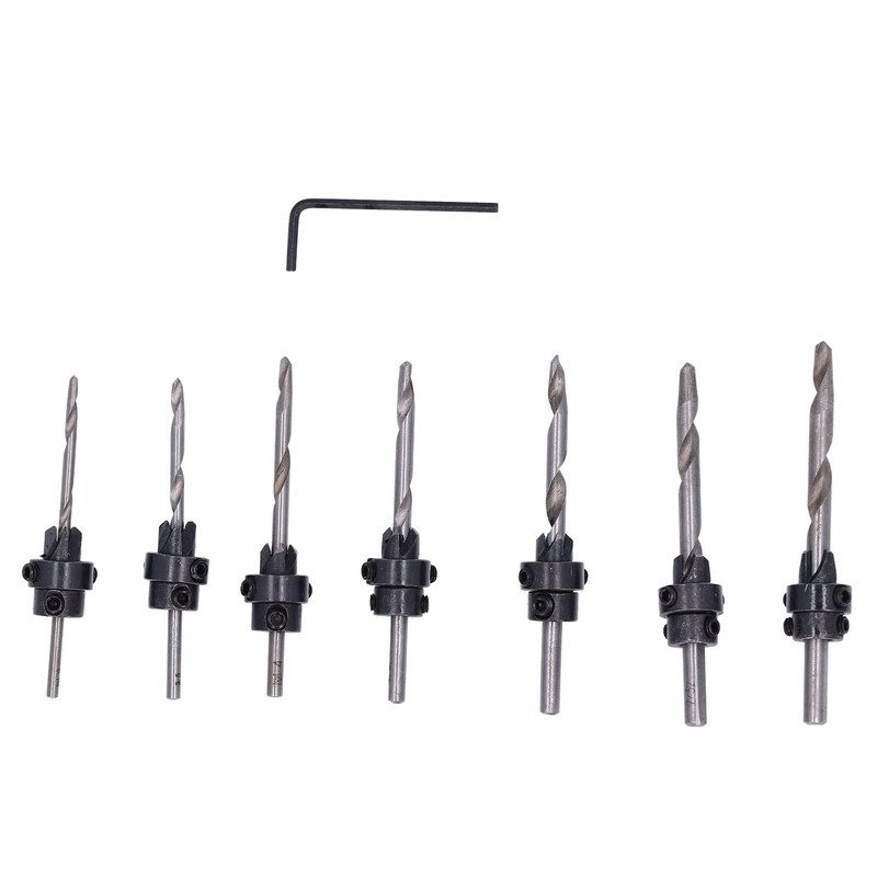 8pcs/set Countersink Drill Bit Countersink Bit Screw Set High Speed