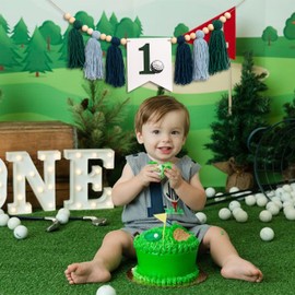 GIOGUK Golf First Birthday High Chair Banner - Golf-Themed 1st Birthday/Anniversary/Baby Shower Party Decorations Supplies Tassel Banner, Golf Sign Party Backdrop Wall Decor Tassel Garland