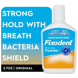 Unbranded Fixodent Extra Hold Denture Adhesive Powder, Long-Lasting Hold, 2.7 oz
