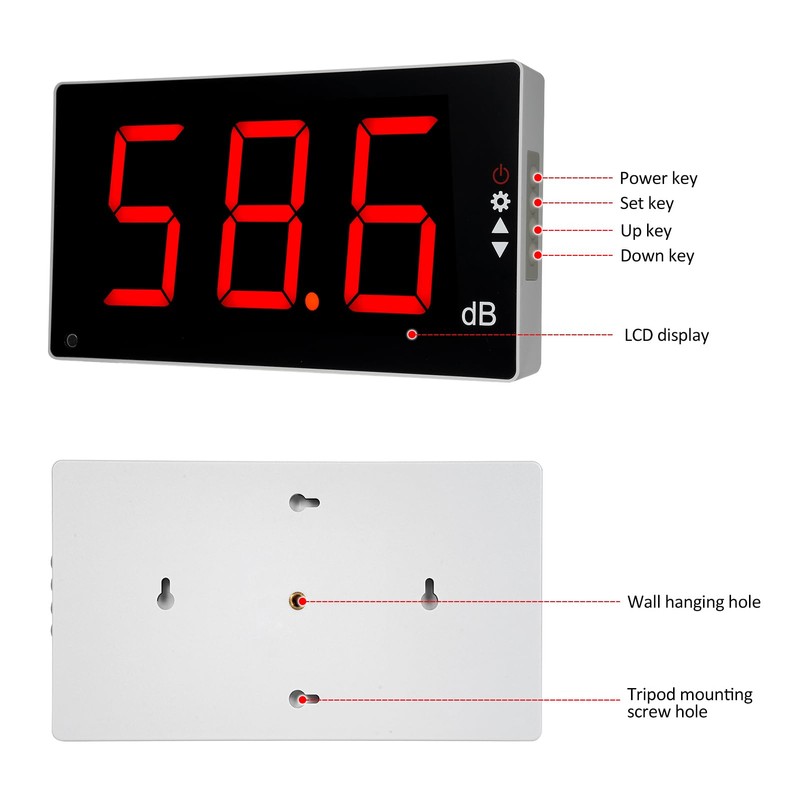 Mulcort Sound Level Meter with Large LCD Screen Wall Mounted