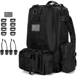 Large Military Tactical Backpack for Men, 40-50L Black Military Backpack for Men and Women, Bug out Bag Army 3 Days Assault Pack Bag Rucksack with Molle System - Color: Black Camouflage-2
