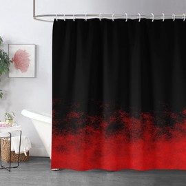 zokyer Red and Black Shower Curtain Abstract Funny Cool Funky Adults Gothic Unique Dark Gaming Aesthetic Ombre Art Deco Home Bathroom Decor Polyester Fabric Hooks 12 Pack (60Wx72L)