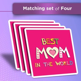 Vinyl Square Stickers (Set of 4) 10cm - Best Mom Mother's Day for Laptops, Tablets, Luggage, Scrap Booking, Fridges #60541
