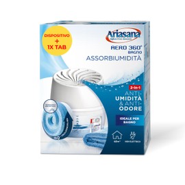 Ariasana Aero 360° Bagno Kit Assorbiumidità, deumidificatore casa non elettrico, assorbi umidità contro condensa, muffa e cattivi odori, 1 dispositivo e 1 ricarica in Tab da 450g