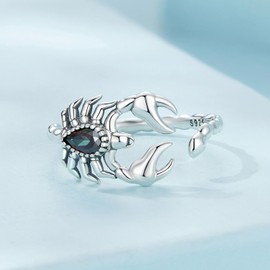 Shysnow Scorpion Ring for Halloween Gifts 925 Sterling Silver Adjustable Animal Open Wrap Ring for Women