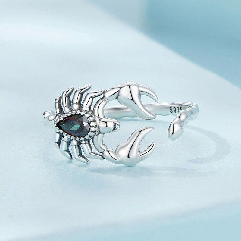 Shysnow Scorpion Ring for Halloween Gifts 925 Sterling Silver Adjustable