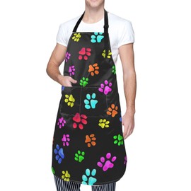 Cute Dog Grooming Apron with 2 Pockets Waterproof Dog Apron Chef Aprons Bibs for Women Men Adjustable Neck Stain Resistant
